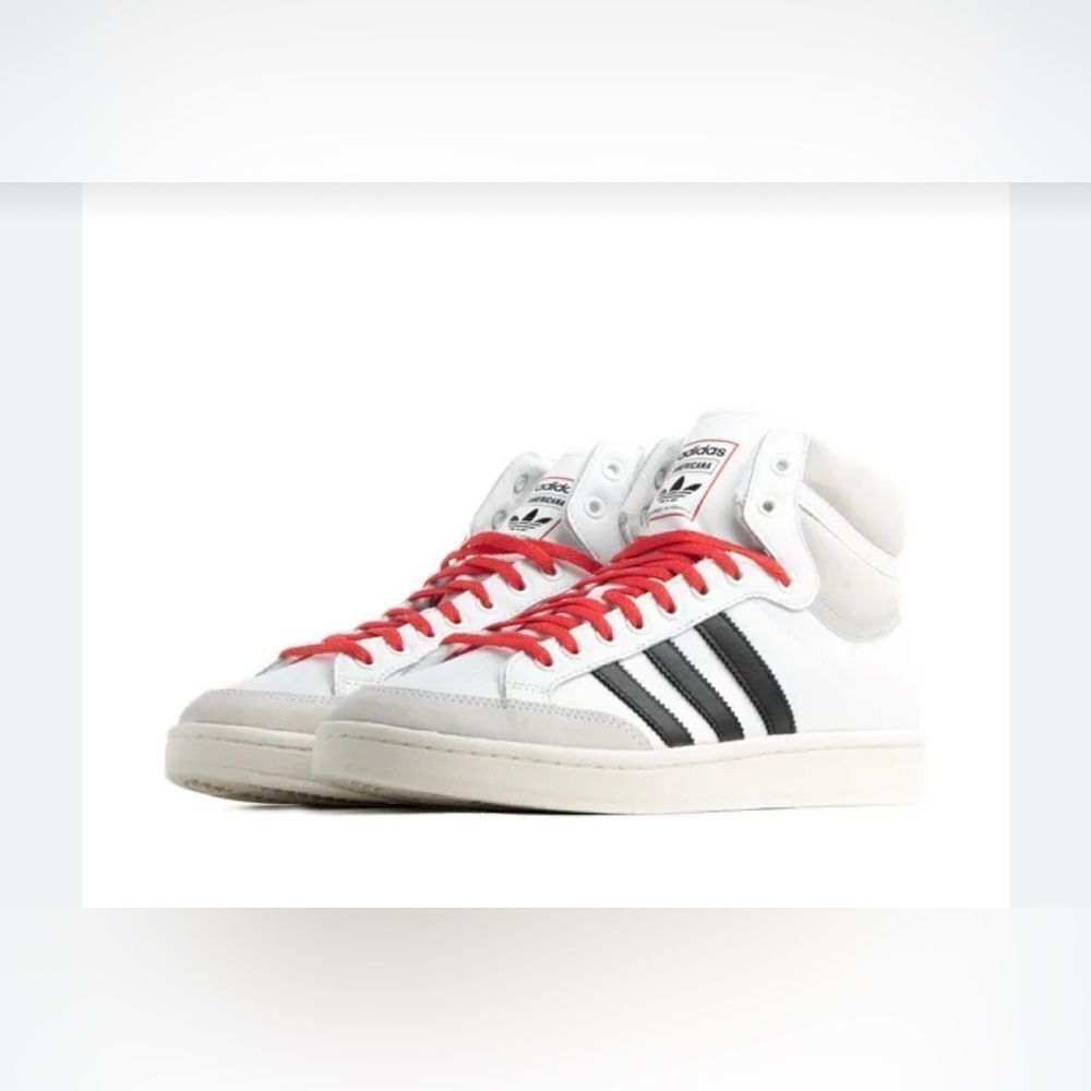 Adidas - Unisex Americana Hi Retro Shoes - Men's 5 / Women's 6.5 - White‎ & Navy